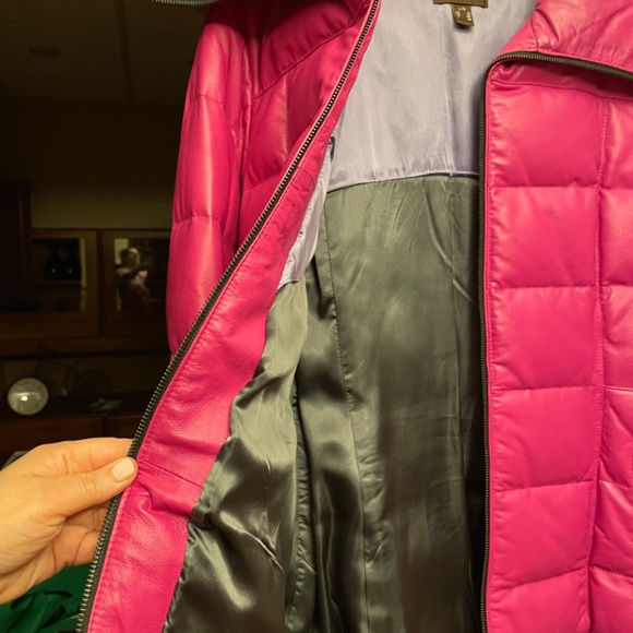 Women's Danier Down Leather Parka - Size Large - Picture 3 of 4